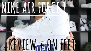 Nike Air Force 1 Hi WHITE 07 Review  ON FEET [upl. by Sivet196]