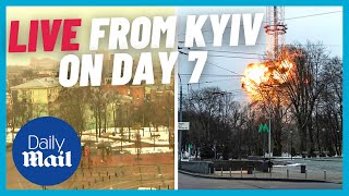 LIVE Kyiv skyline as Russias fullscale invasion of Ukraine continues [upl. by Rraval194]