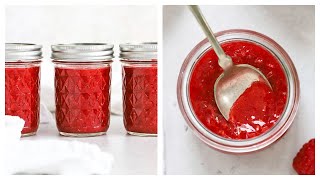 How To Make Raspberry Freezer Jam Low Sugar Recipe [upl. by Sunil314]