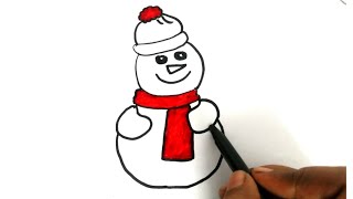 How to draw Snowman  cute snowman drawing Christmas Drawing ideas [upl. by Elac]