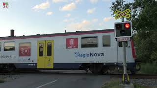 Železniční přejezd Linhartice P6614  1692023  Czech railroad crossing [upl. by Elleinahc941]