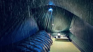 COZY TENT CAMP WITH WARM TENT IN HEAVY RAIN • RELAXING IN THE TENT WITH SOUND OF RAIN • ASMR [upl. by Audsley]