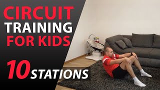 10 CIRCUIT TRAINING FOR CHILDREN AT HOME  STRENGTH TRAINING FOR CHILDREN 4 [upl. by Neehs676]