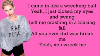 Miley Cyrus  Wrecking Ball Lyrics Video [upl. by Nyrmac]