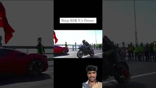 NINJA H2R VS FERRARI 🥵 Drag Race😡  h2r ferrari youtubeshorts rider VideoViralViralshorts [upl. by Odrude]