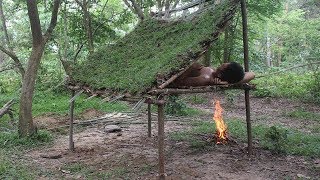 Primitive Technology Build Bed Shed [upl. by Aurora279]