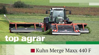 top agrar Praxistest  Frontbandschwader Kuhn MergeMaxx 440 F im Grünlandschnitt [upl. by Boot]