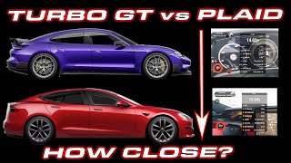 1019 HP Taycan Turbo GT vs 1020 HP Tesla Model S Plaid 060 MPH 14 Mie 12 Mile Comparison [upl. by Arries82]