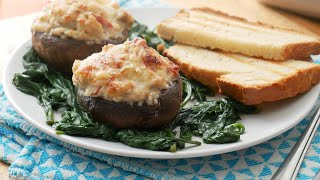 Gefüllte Champignons mit Blattspinat Rezept  Stuffed Mushrooms amp Spinach Recipe  ENG SUBS [upl. by Auqemahs264]