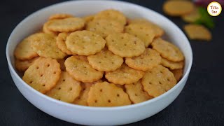 Salt Crackers Salt Cookies Eggless amp Without Butter Recipe by Tiffin Box  Soda Saltine Crackers [upl. by Nannie]