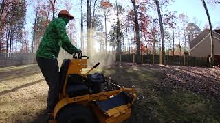 MULCHING LEAVES WITH A WRIGHT STANDER B MOWER [upl. by Mcgill]