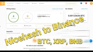 How to withdraw from Nicehash to binance XRP to BNB [upl. by Ibloc683]