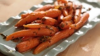 Honey Glazed Carrots w Orange and Thyme Recipe  KIN EATS [upl. by Imeaj]