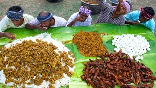 VILLAGE MARRIAGE FOOD  Mutton Curry  Fish Fry  Boiled Egg Raththa Poriyal  Village Function Food [upl. by Pantin367]