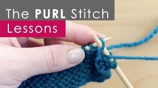 How to Knit the PURL Stitch Knitting Lessons for Beginners [upl. by Solrak]