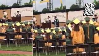 Valedictorians mic cut off midspeech for criticizing school  New York Post [upl. by Asatan]