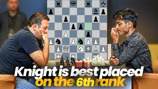 Knight is best placed on the sixth rank  Rauf v Aravindh  10th Gashimov Memorial [upl. by Lezah]