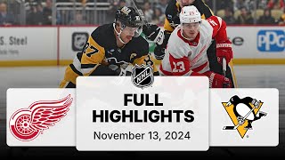 NHL Highlights  Red Wings vs Penguins  November 13 2024 [upl. by Rannug]