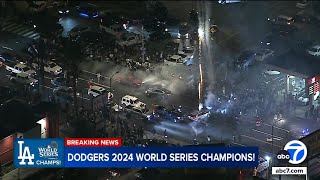 Fireworks street takeovers pop up in East LA after Dodgers win World Series [upl. by Barthol]