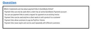 Which 2 statements are true about payment links in QuickBooks Online [upl. by Botnick]