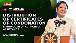 Distribution of Certificates of Condonation and Turnover of AgriCredit Assistance in Palayan City [upl. by Ayoj]