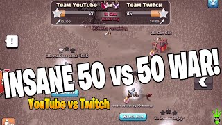 THIS 50 vs 50 YOUTUBE VS TWITCH VIEWER WAR WAS INSANE  Clash of Clans [upl. by Iram]