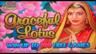 Konami Gaming  Graceful Lotus Slot MAX BET Bonus amp Line Hit [upl. by Attekram]