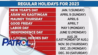 Listahan ng 2023 holidays inilabas ng Malacañang  TV Patrol [upl. by Aivata706]