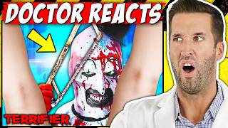 ER Doctor REACTS to CRAZIEST Terrifier Injuries [upl. by Neerual]