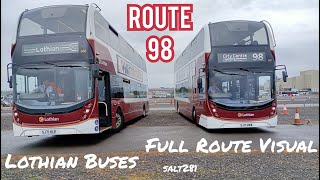 Lothian Buses Full Route Visual  SPECIAL 98  City Centre  Comic Con [upl. by Ailee]