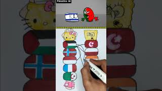 Palestine 🇵🇸 VS Israel 🇮🇱 support countries flag drawing trending drawing countryballs shorts [upl. by Nylitsirk]