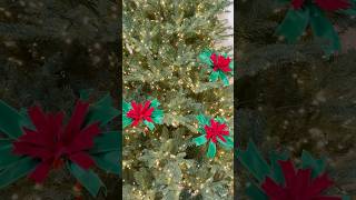 Create these easy poinsettias using just ribbon ❤️💚diy decor christmas shorts [upl. by Lovash]