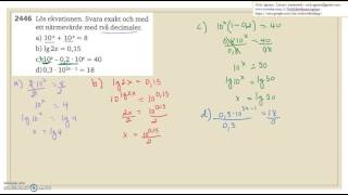 Matematik 5000 Ma 2c Kapitel 2 Exponentialekvationer och logaritmer 2446 [upl. by Yecart]