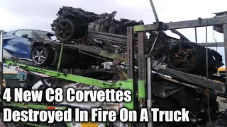 Truckload Of New C8 Corvettes Destroyed in Fire [upl. by Acinoj]