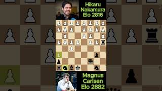 513 Elo Magnus Carlsen vs Hikaru Nakamura chess game [upl. by Reppep394]