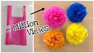 Flowers Making With Plastic Carry Bags  DIY  Carry Bags Re Use Ideas  Best Out Of Waste [upl. by Matthews39]