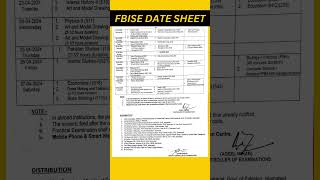 FBISE Date Sheet 1st Annual SSC Examination 2024 [upl. by Tommi]