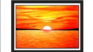 How to make beautiful Sunrise painting with colour pencil realistic painting step by step [upl. by Rus]