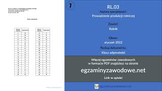 Egzamin zawodowy klucz odpowiedzi RL03 Prowadzenie produkcji rolniczej styczeń 2022 [upl. by Allina]