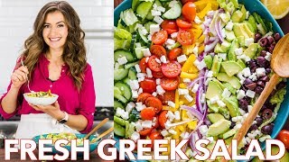 Fresh amp Healthy Greek Salad Recipe  Easy Dressing  Natashas Kitchen [upl. by Wj701]