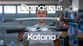 Making an 8000 Damascus Katana [upl. by Aivatra]