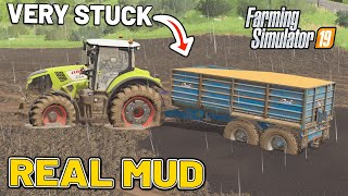 STUCK IN THE MUD REAL MUD  Purbeck Valley Farm Farming Simulator 19  Episode 28 [upl. by Alletse]