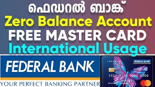 Free International Debit card Federal Bank Zero Balance account opening online Fedbook Fedmob [upl. by Spense24]