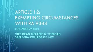 Article 12 Exempting Circumstances with RA 9344 [upl. by Nnylsoj11]