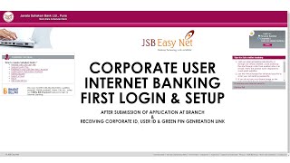 Janata Sahakari Bank  Internet Banking Setup  Corporate User [upl. by Nywles]