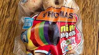 Thomas Limited Edition mini Froot Loops bagels review [upl. by Nnylrac]