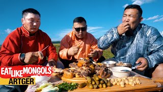 Mighty Beef Ribs for Mighty Mongolian Wrestlers Mukbang Nomads  Eat Like Mongols [upl. by Erik344]