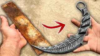 Forging Stunning Damascus Karambit Knife🔥 [upl. by Aisetal808]