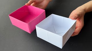 Schachtel mit Deckel basteln mit Papier  Origami Box falten  Geschenkverpackung 💜🤍 [upl. by Sina]