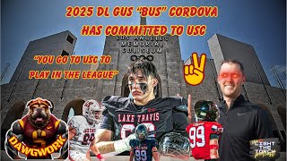 BREAKING NEWS 2025 Defensive Lineman Gus Bus Cordova commits to USC [upl. by Kela161]